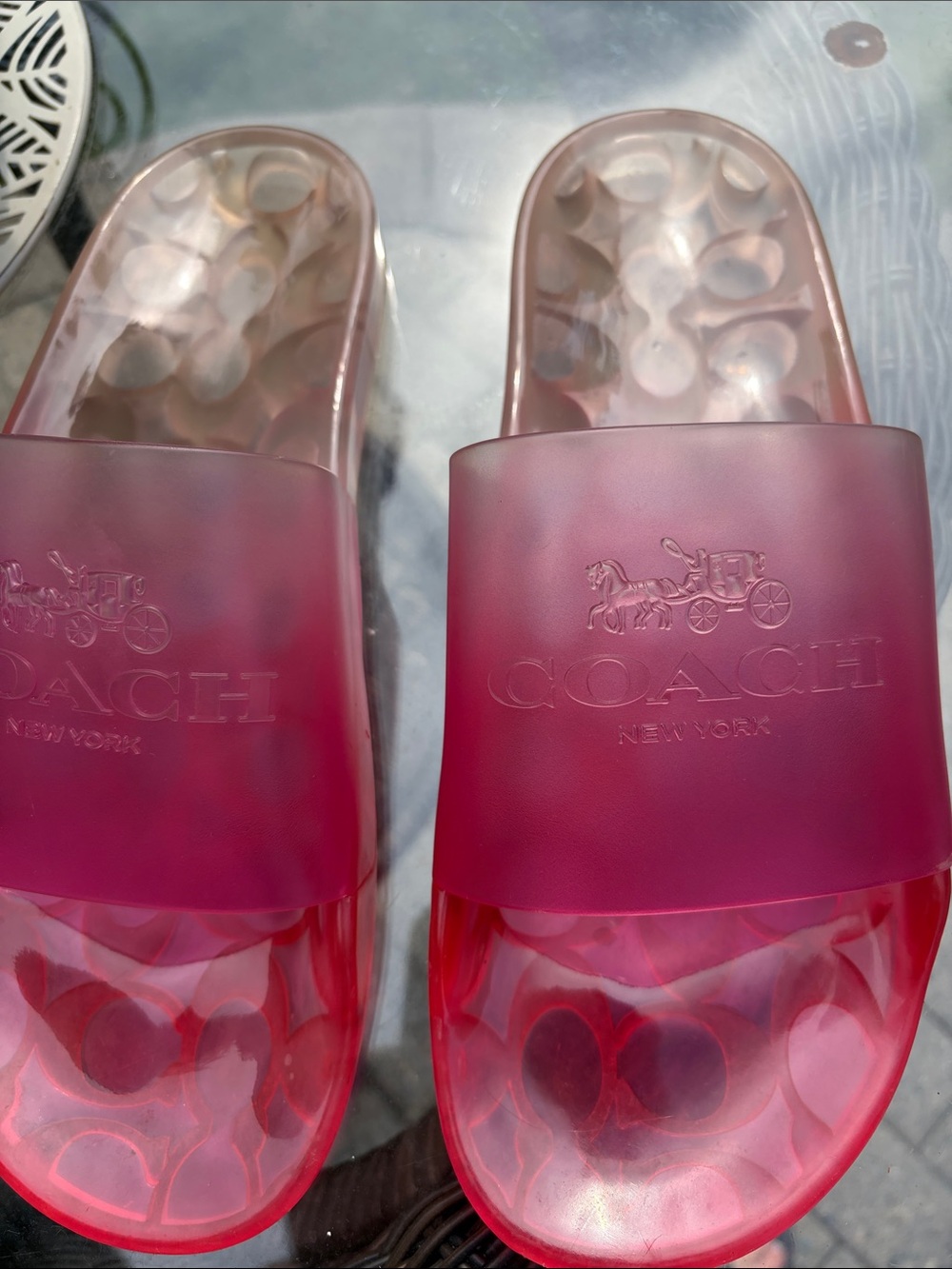 Coach Translucent Pink Slide Sandals